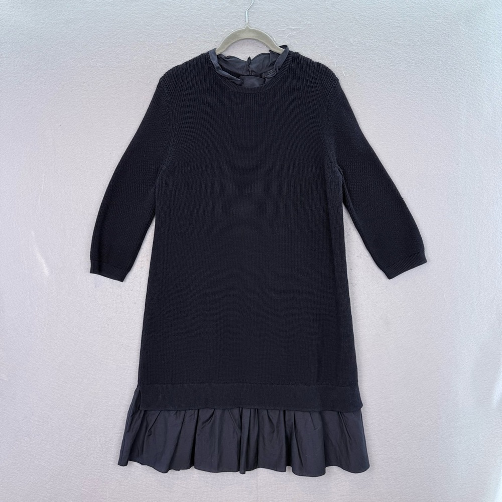COS -‎ women’s navy blue knit cotton / silk sweater midi dress 3/4 sleeve size S
